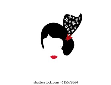 Portrait of traditional Latin or Spanish woman in modern representation, flamenco dancer, Vector illustration transparent background