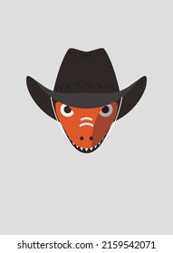 Portrait of tyrannosaurus, wearing something, like west cowboy, cool style