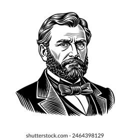 Portrait of Ulysses Grant. vector illustration