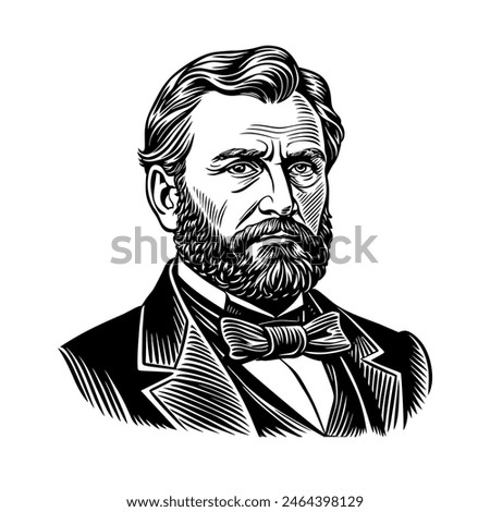 Portrait of Ulysses Grant. vector illustration