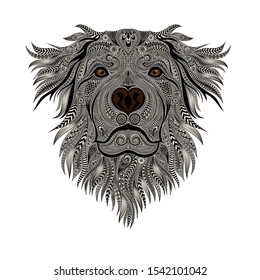 Portrait of vector Australian Shepherd from patterns