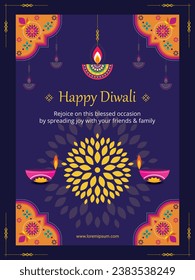 Porträtvektorgrafik oder kreativ für das berühmte indische Festival Diwali. Schöne Lampen, rangoli Vektordesign geeignet für Banner, Grußkarte, Flyer, Poster, Einladungskarte etc.