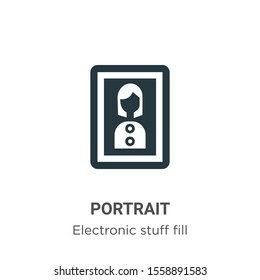 Portrait vector icon on white background. Flat vector portrait icon symbol sign from modern electronic stuff fill collection for mobile concept and web apps design.
