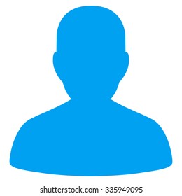 Portrait vector icon. Style is flat symbol, blue color, rounded angles, white background.