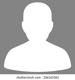 Portrait vector icon. Style is flat symbol, white color, rounded angles, gray background.