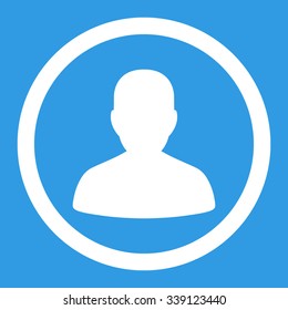 Portrait vector icon. Style is flat rounded symbol, white color, rounded angles, blue background.