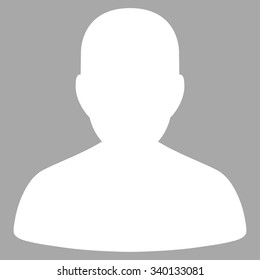 Portrait vector icon. Style is flat symbol, white color, rounded angles, silver background.