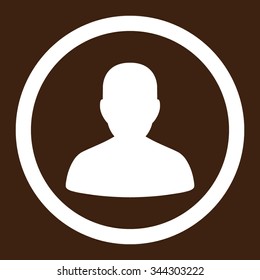 Portrait vector icon. Style is flat rounded symbol, white color, rounded angles, brown background.