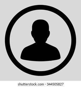 Portrait vector icon. Style is flat rounded symbol, black color, rounded angles, light gray background.