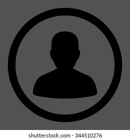 Portrait vector icon. Style is flat rounded symbol, black color, rounded angles, gray background.
