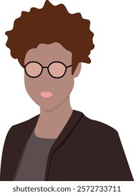 Portrait vector illustration of a Black businesswoman with glasses 