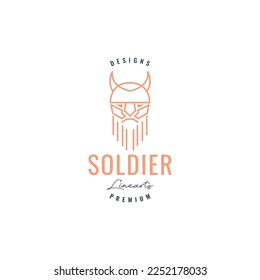 portrait viking old man bearded helmet horned strong lines art hipster logo design vector icon illustration template