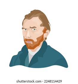 Portrait Vincent van Gogh, artist, vector graphics