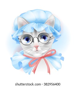 portrait of the vintage cat with glasses 