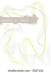 Portrait wave design with area to place your own brand in green and gray