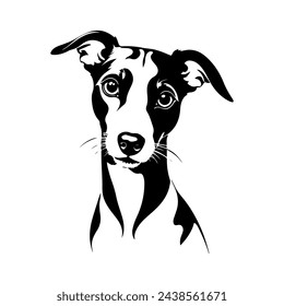 Portrait of a Whippet Dog Vector isolated on white background, Dog Silhouettes. svg