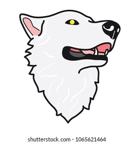 portrait of white wolf doodle on White Background,Vector illustration
