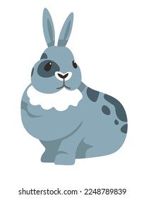 Portrait of wild hare with spots on coat. Isolated rabbit with long ears and fluffy fur. Wildlife and biodiversity of woodlands or forest, cute personage with muzzle. Vector in flat style illustration