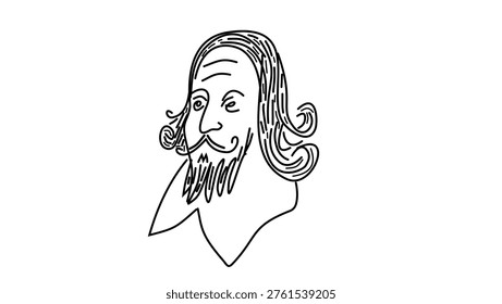portrait of William Shakespeare, black isolated silhouette