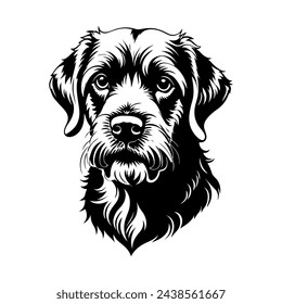 Portrait of a Wirehaired Pointing Griffon Dog Vector isolated on white background, Dog Silhouettes.