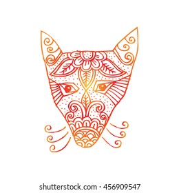 Portrait of a wolf. the dog's head. fox. Hand drawing illustration.