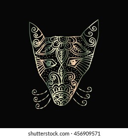 Portrait of a wolf. the dog's head. fox. Hand drawing illustration.