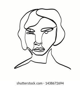 Portrait a woman in abstract one line style. Hand drawn vector illustration for your contemporary creative trendy fashion design, poster, card. 