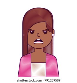 portrait woman angry facial expression cartoon