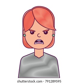 portrait woman angry facial expression cartoon