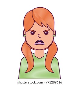portrait woman angry facial expression cartoon