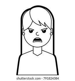 portrait woman angry facial expression cartoon