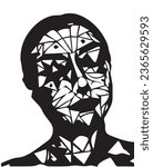portrait of a woman in black color , girl face logo  