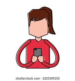 portrait woman chatting with smartphone