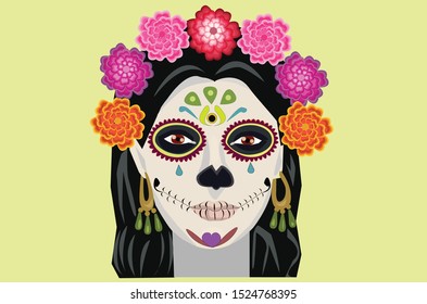 Portrait of a woman with day of the dead make up on 