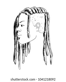 Portrait Woman Dreadlocks Profile Isolated On Stock Vector (Royalty ...