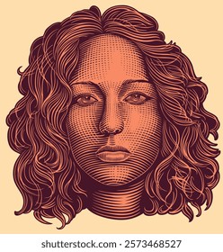 Portrait of a woman. Editable hand drawn illustration. Vector vintage engraving. Isolated on light background. 8 EPS
