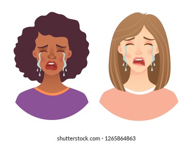 Portrait woman. Emotions of woman face. Vector illustration set - Shutterstock ID 1265864863