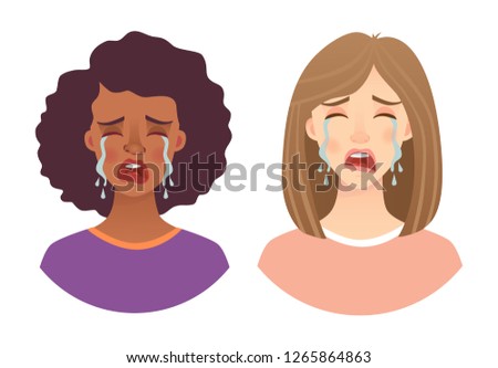 Portrait woman. Emotions of woman face. Vector illustration set