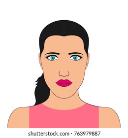 Portrait of a woman. Face of girl. Female avatar. Vector illustration.