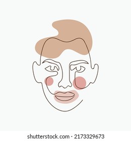 Retrato mujer cara vector ilustración de una línea
