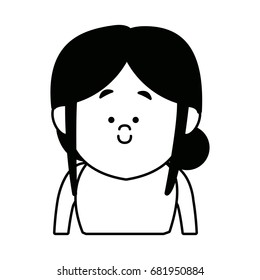 portrait woman female cartoon in monochrome design