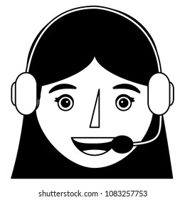 portrait woman female character using headset