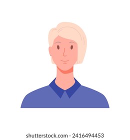 Portrait of a woman, front view. Modern flat vector illustration isolated on white background