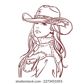 Portrait woman with a hat vector for illustration, decoration, card