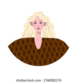 Portrait of a woman. The head of a girl. Avatar. Minimalist. Flat vector illustration