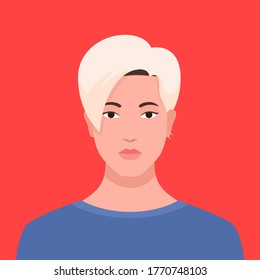 Portrait of a woman. The head of a girl. Avatar Minimalist. Flat Vector illustration