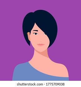Portrait of a woman. The head of a girl. Avatar Minimalist. Flat Vector illustration