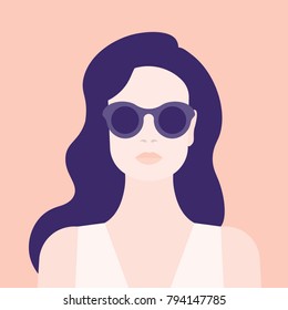 Portrait Of A Woman. The Head Of A Girl. Avatar. Minimalist. Flat. Vector Illustration