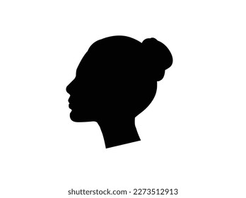 Portrait of a Woman heads, side view - dark silhouette. make with vector.