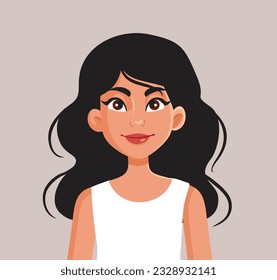 
Portrait of a Woman of Hispanic Ethnicity Smiling Vector Cartoon. Nice friendly model smiling with confidence 
